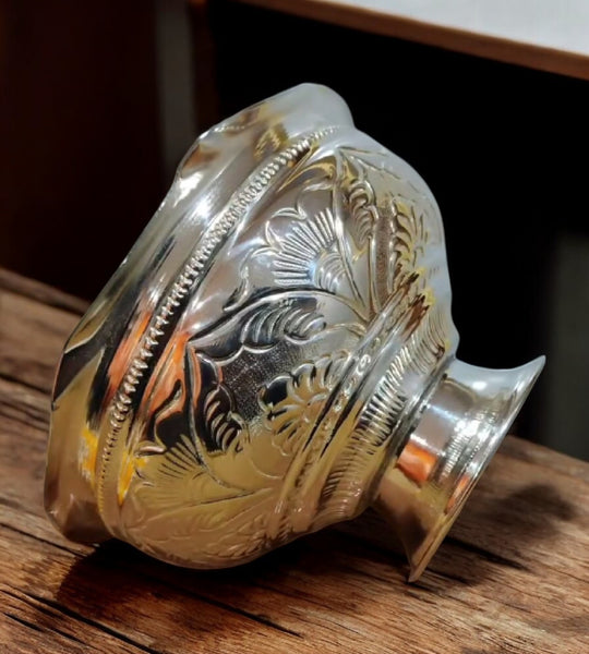 Sigaram German Silver Pooja Basket, Flower Basket, Fruit basket For Pooja  Thali, Festival Decoration and Office K2568