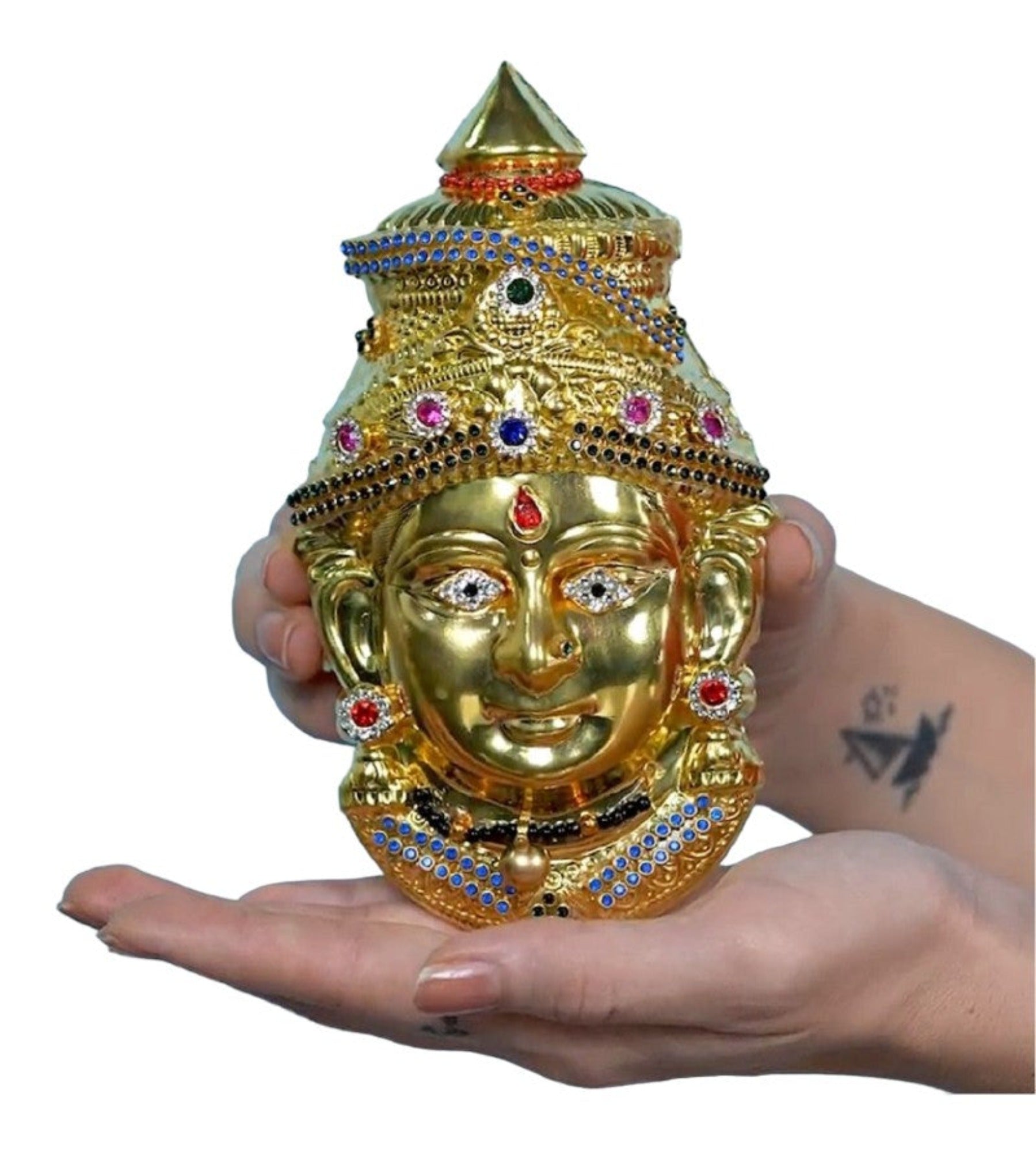 Sigaram 6X3.5 Inch Silver Plated Lakshmi Face Mukoot for Vara Mahalakshmi Festival K4139