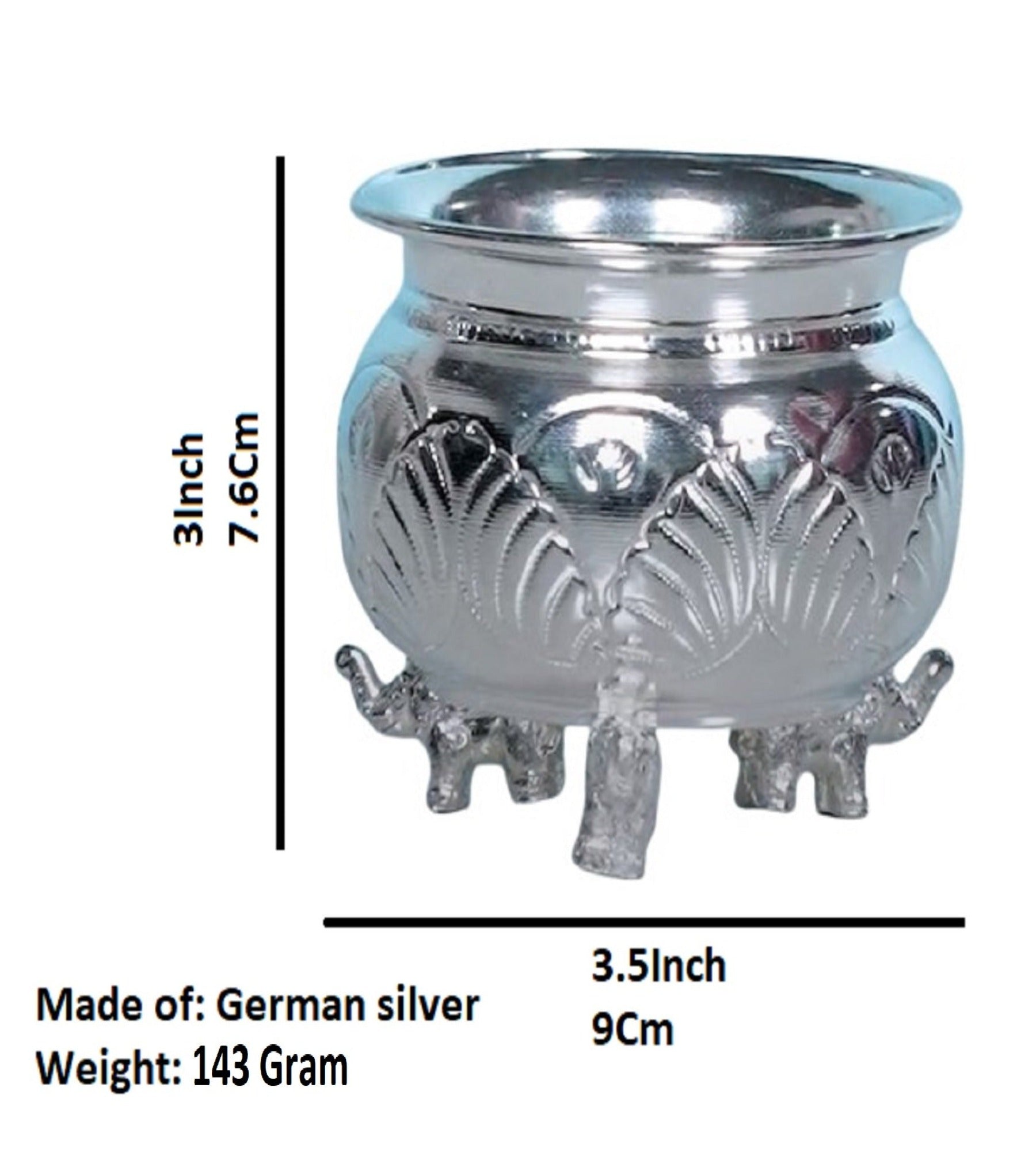 German Silver 3.5X3 Inch Kum Kum Bharani Cup For Home Pooja Decor K3133