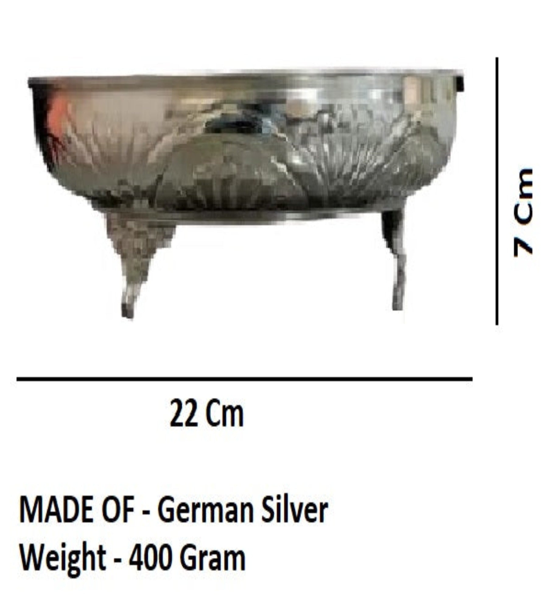 German Silver 9 Inch Floral Designed Plate With Stand for Home Pooja Decor K3808