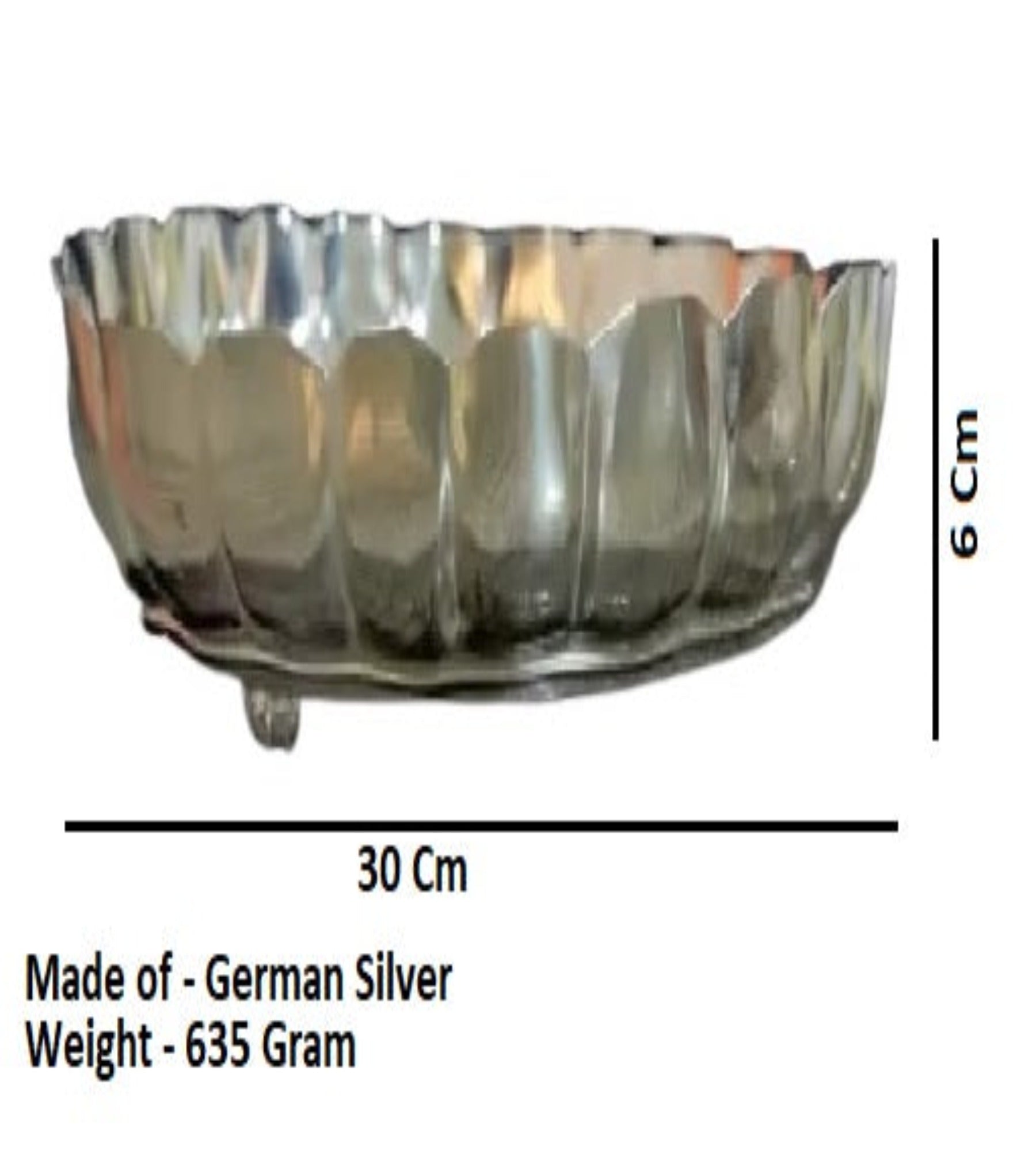 German Silver 12 Inch Floral Design Plate With Stand For Home Pooja Decor K3804