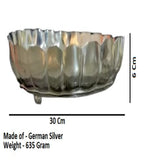 Sigaram German Silver 12 Inch Floral Design Plate With Stand For Home Pooja Decor K3804