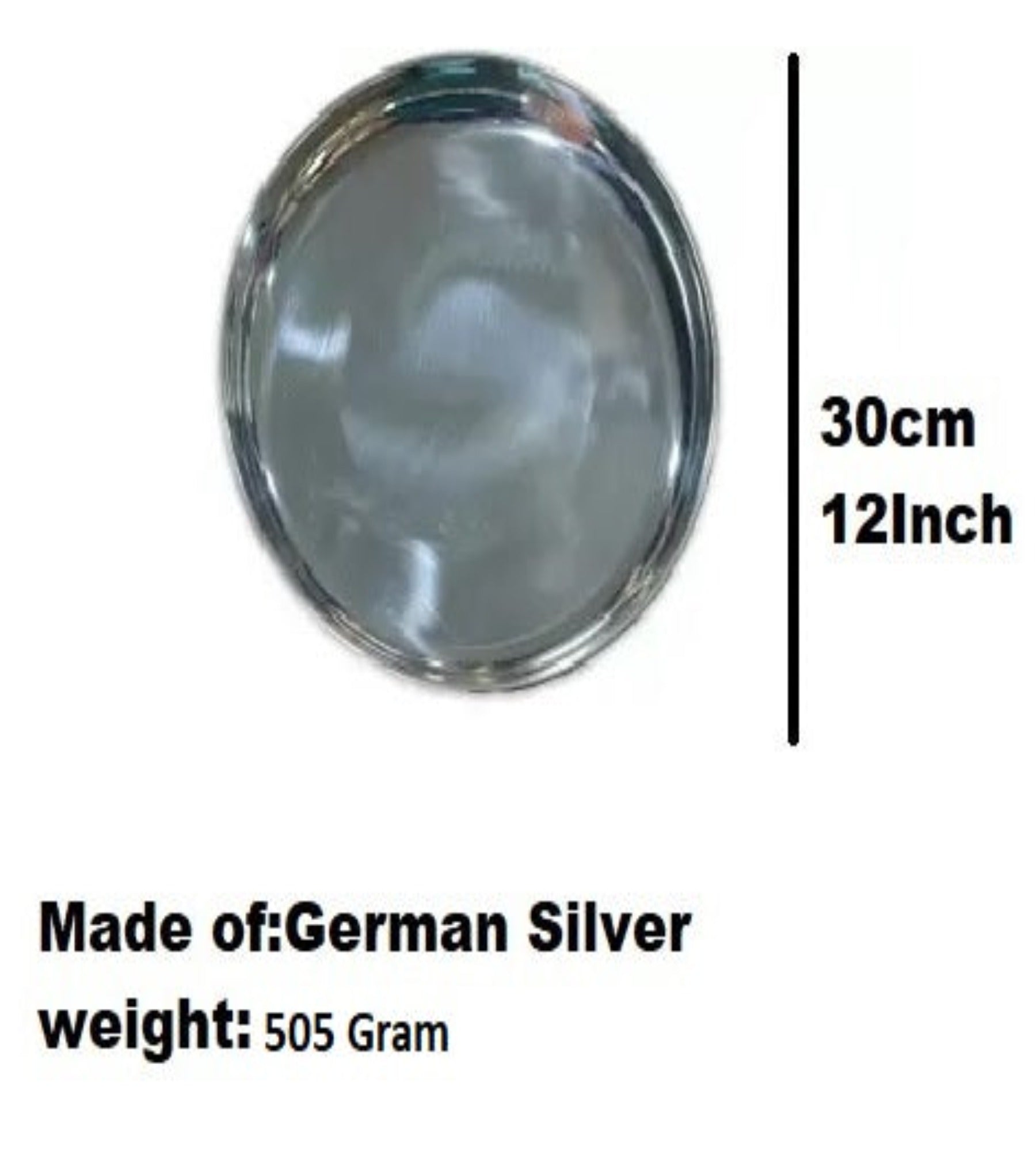 Sigaram German Silver 12 Inch Plain Plate for Home Pooja Decor K3809