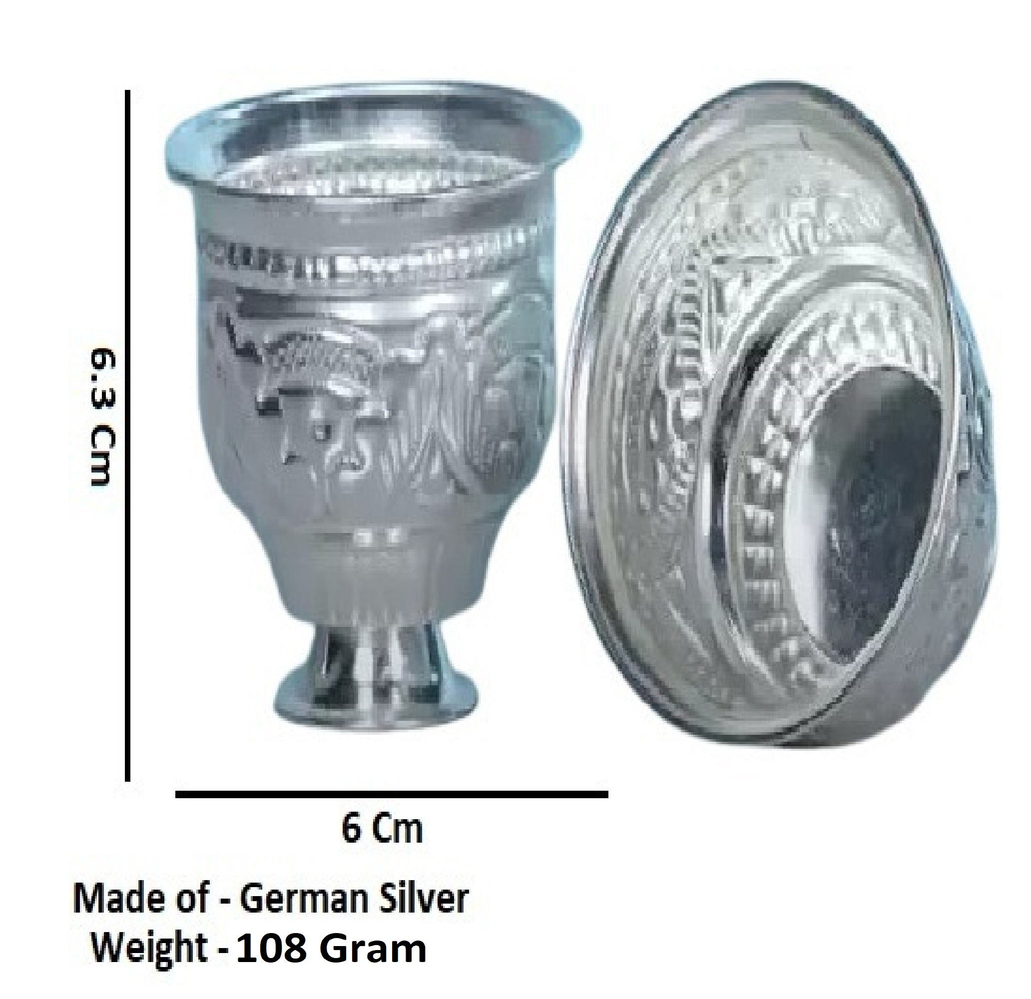 German Silver 2.5 Inch Kum Kum Bharani Cup For Home Pooja Decor K2527