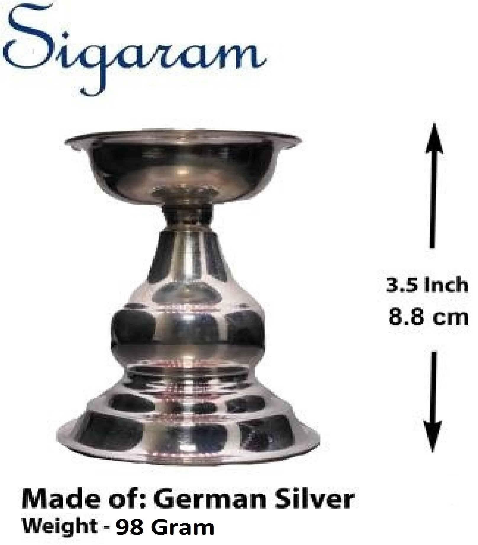 German Silver Pooja Thali Diya or Vilakku For Home or Festival Decoration-K4120