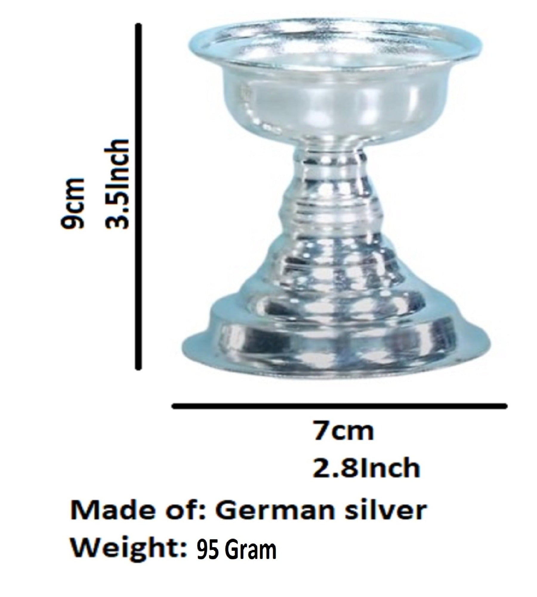 8X6 Cm Deepa Made by Pure German Silver For Pooja K4161