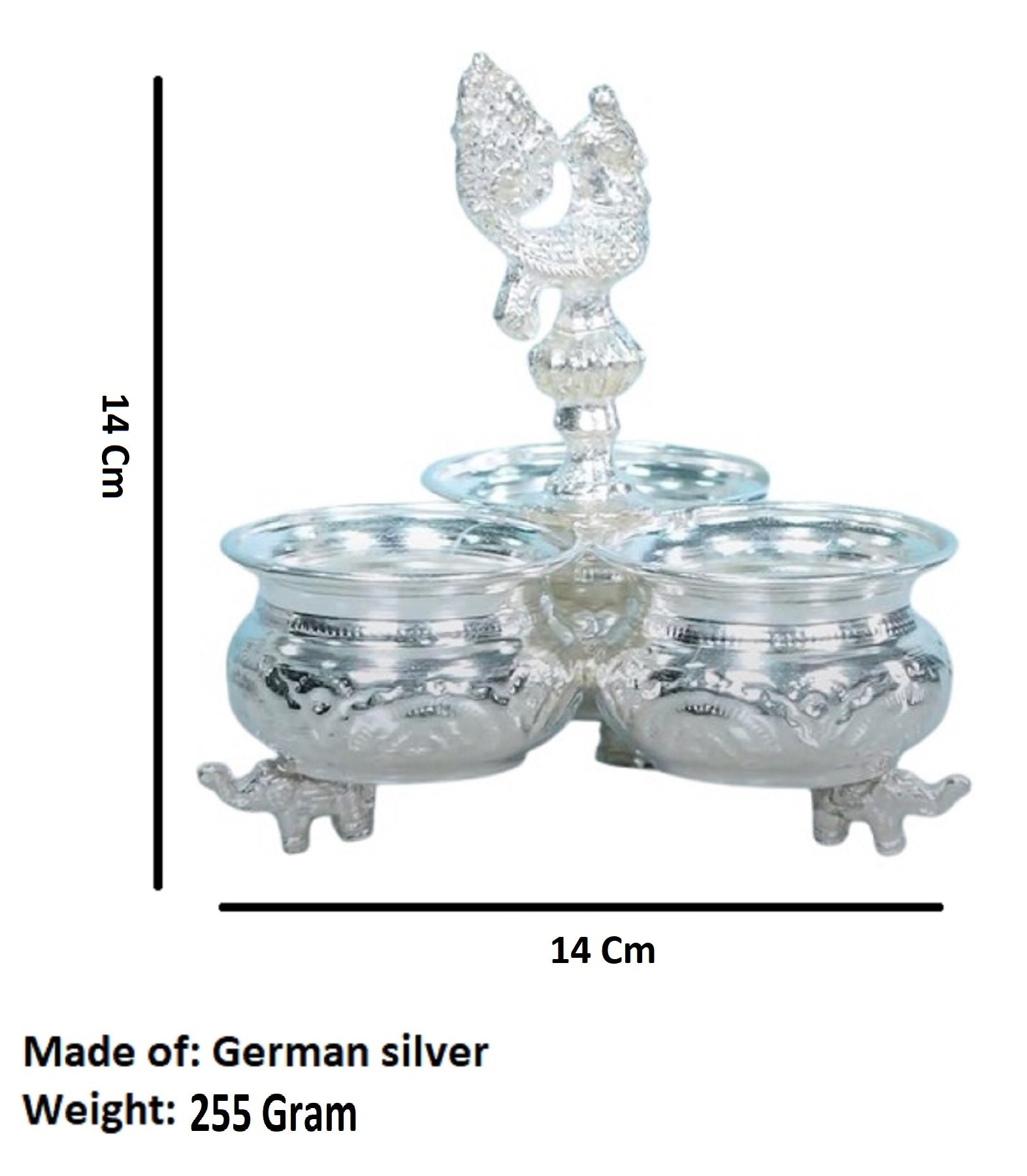 Sigaram German Silver Panchwala Cup with Peacock Handle For Pooja Thali, Festival Decoration, Office and Return Gift K4003