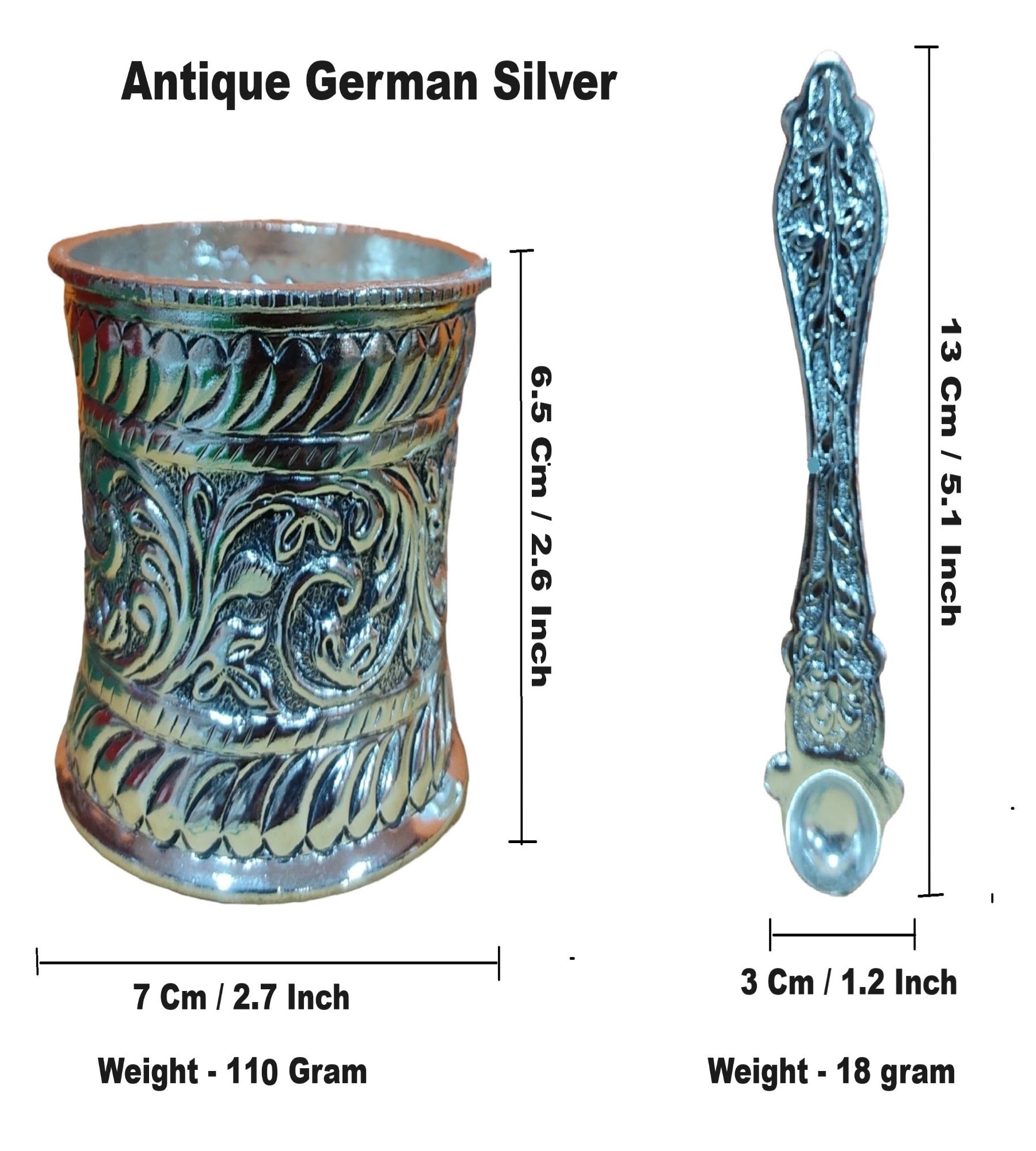 Sigaram Antique German Silver Panchpatre With Uddarane For Home Pooja Decor K4392