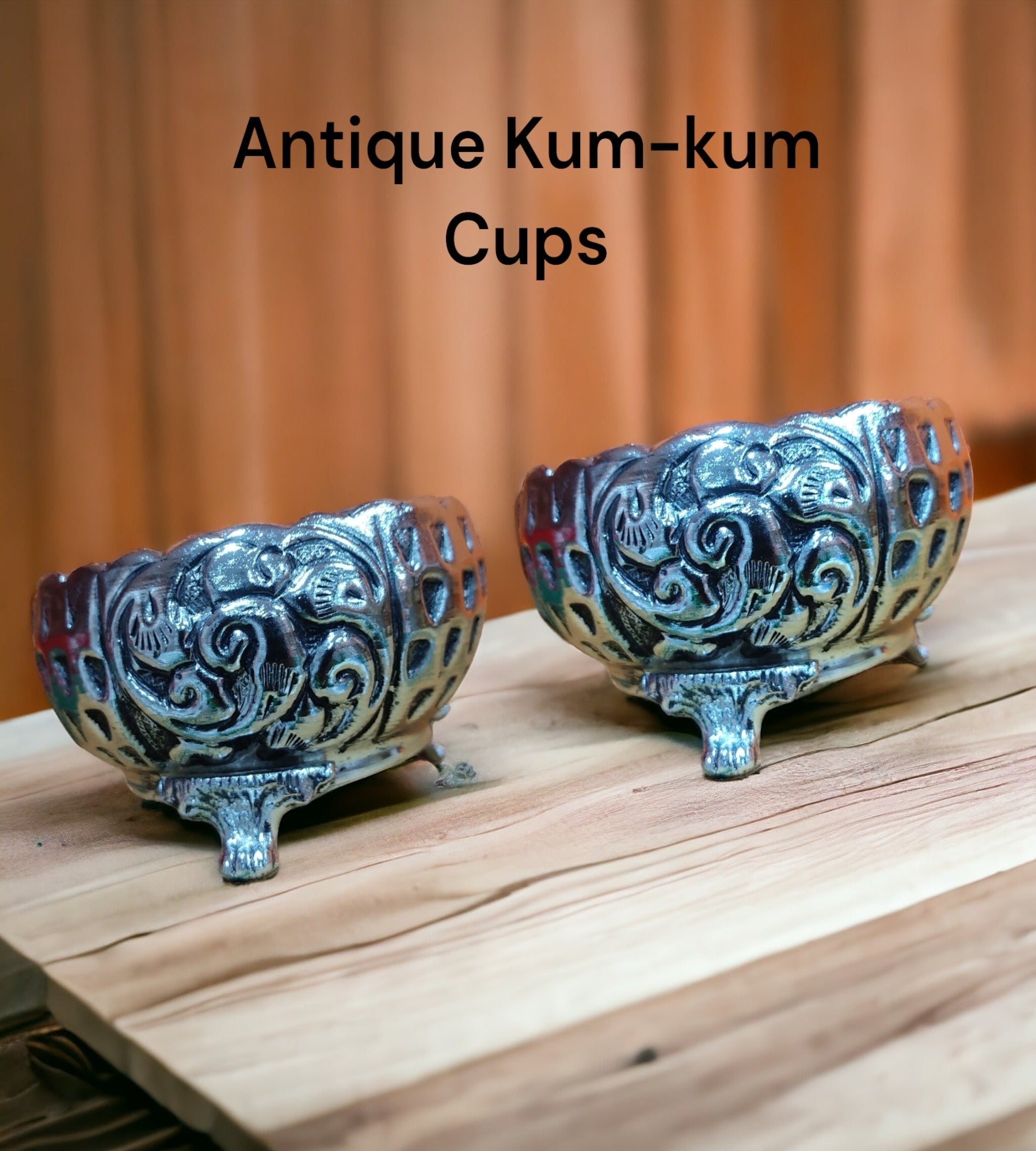 Sigaram Antique German Silver Kum Kum Cup With Lay For Home Pooja Decor K4389