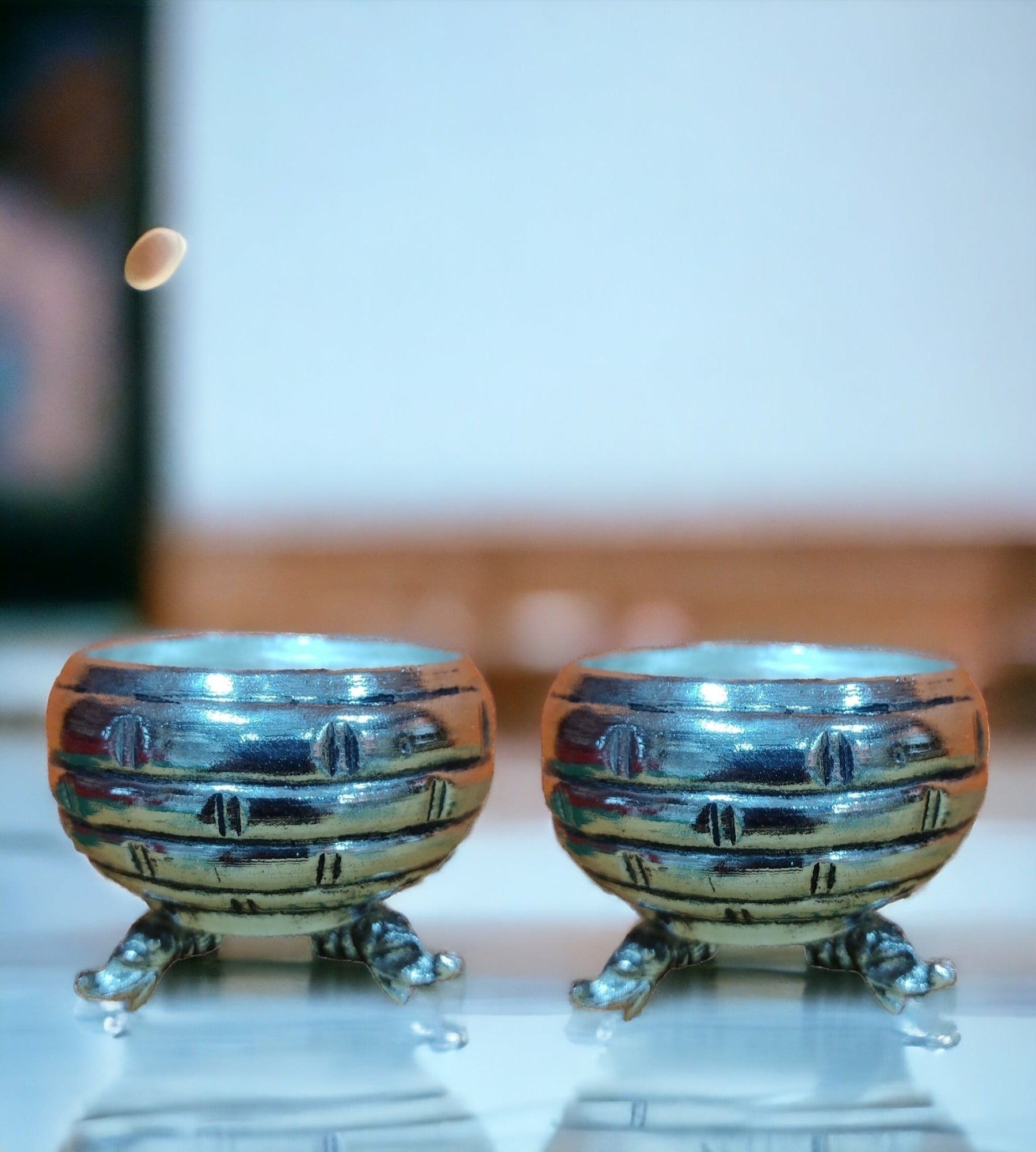 Sigaram Antique German Silver Kum Kum Cup With Lay For Home Pooja Decor K4388