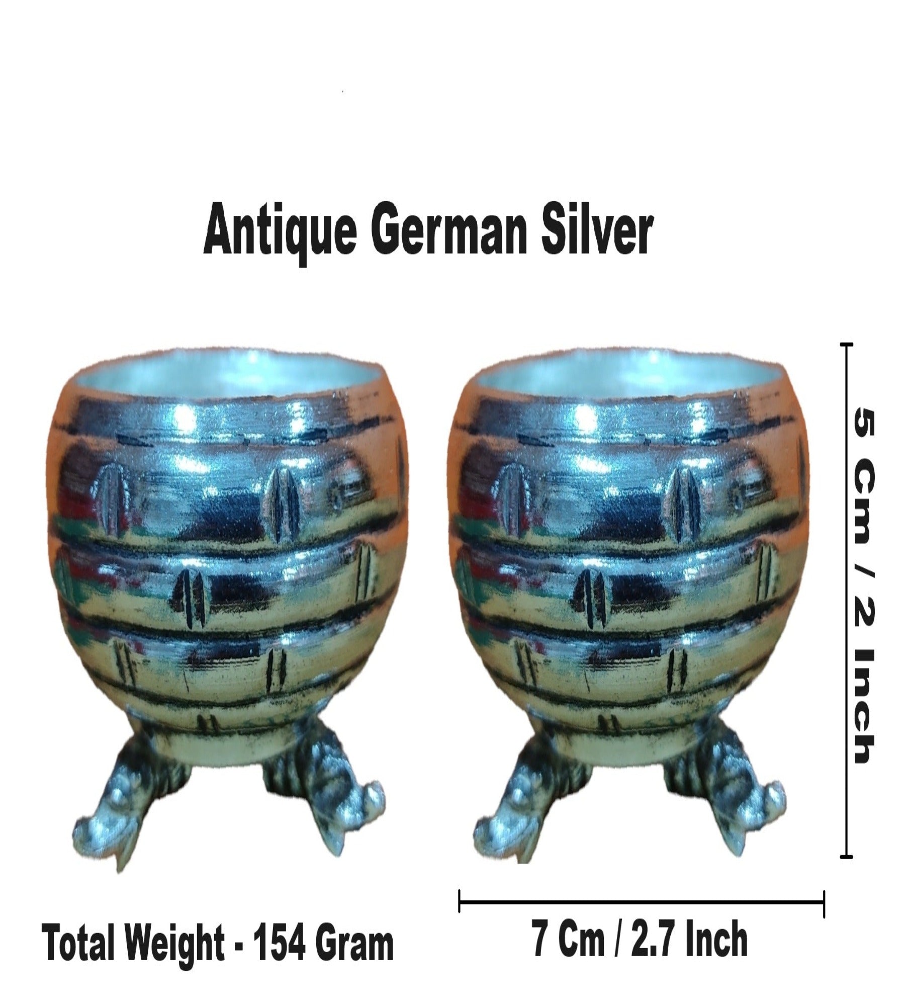 Sigaram Antique German Silver Kum Kum Cup With Lay For Home Pooja Decor K4388