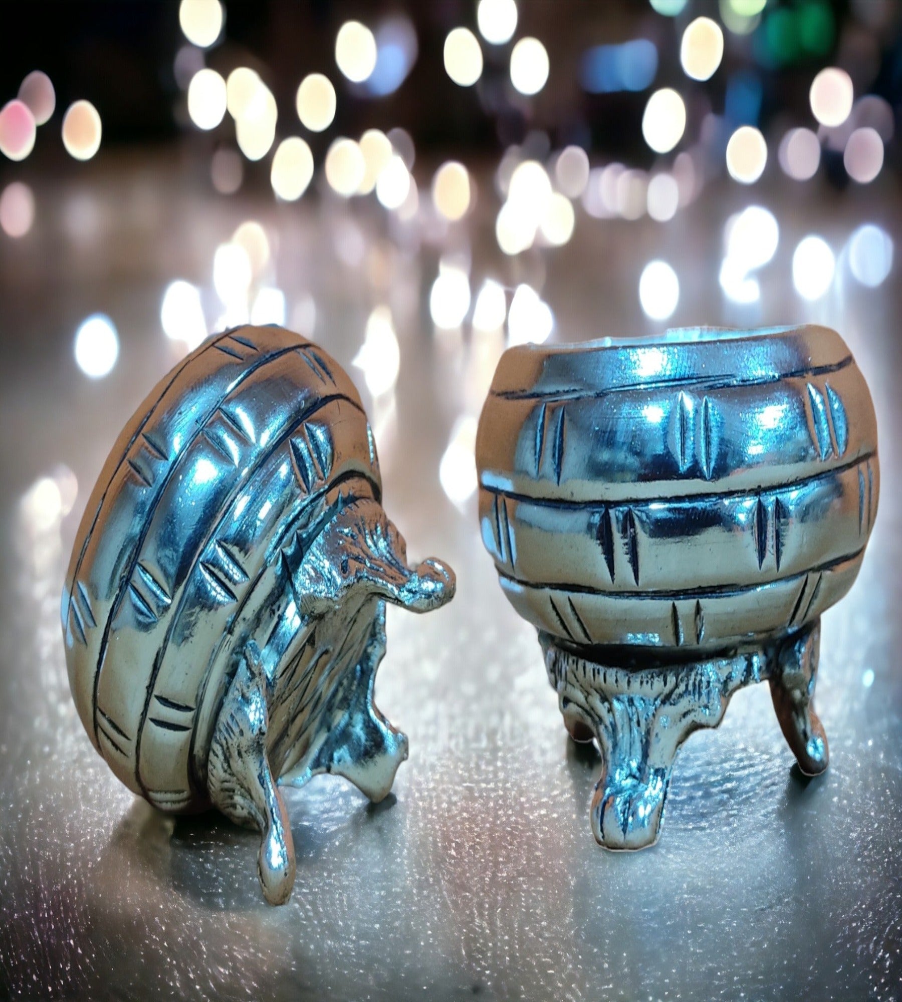 Sigaram Antique German Silver Kum Kum Cup With Lay For Home Pooja Decor K4387