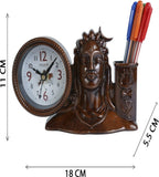 18x11 Cm Adiyogi Table Clock With Penstand For Home Office College K4186