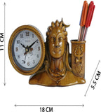 18x11 Cm Adiyogi Table Clock With Penstand For Home Office College K4187