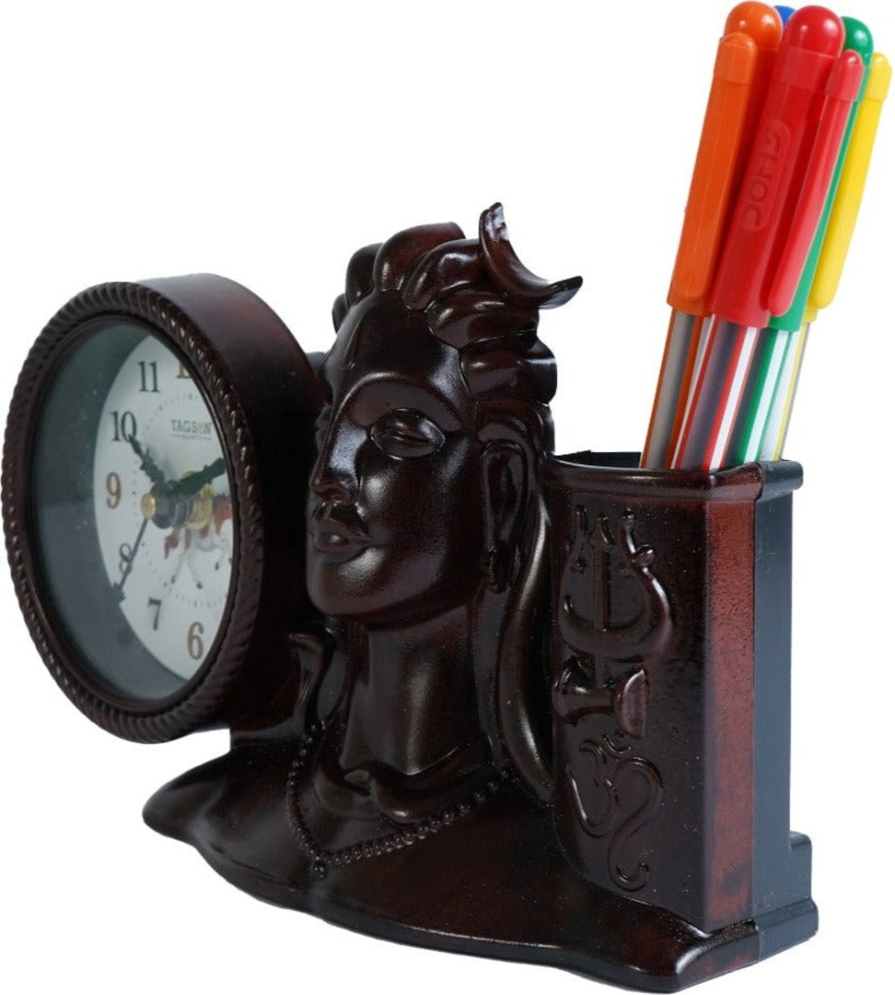 18x11 Cm Adiyogi Table Clock With Penstand For Home Office College K4185