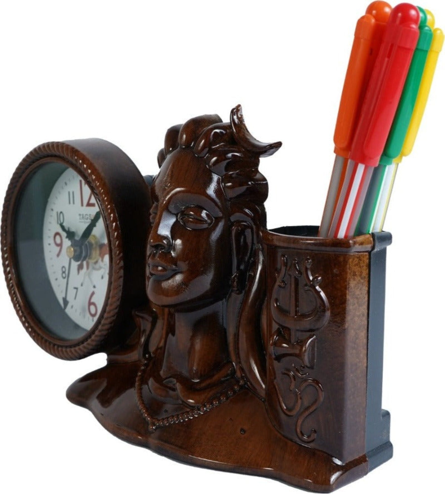 18x11 Cm Adiyogi Table Clock With Penstand For Home Office College K4186