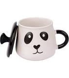 Ceramic Panda Mug with LID, Spoon and Beautiful Keychain(Lazy Panda) (Set of 1)