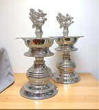 Sigaram Brass 7x3 Inch Peacock Handle Diya for Home and Temple Pooja Décor K4725
