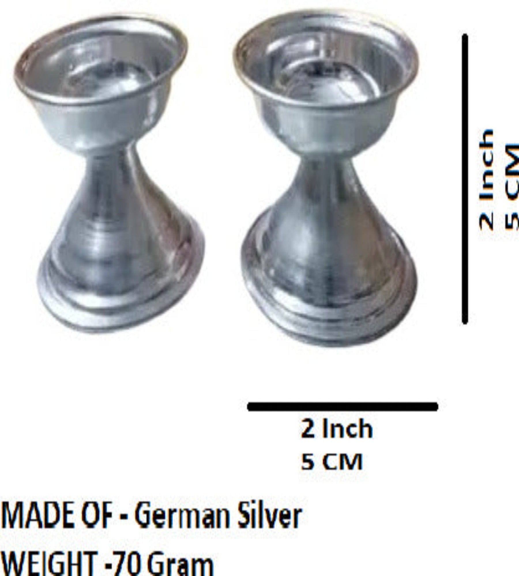2X2 Inch Plain Diya Made by Pure German Silver For Pooja K4165