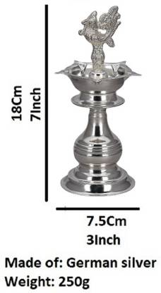 7X3 Inch Peacock Diya Made by Pure German Silver For Puja K4132