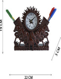 22x19 Cm Horse Table Clock With Penstand For Home Office College K4190