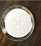 German Silver 8.5 Inch Floral Designed Plate For Home Pooja Decor K2341