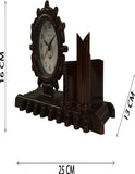 25x16 Cm Charkha Table Clock With Penstand For Home Office College K4182