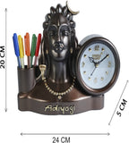 25x20 Cm Adiyogi Table Clock With Penstand For Home Office College K4194