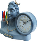 25x20 Cm Adiyogi Table Clock With Penstand For Home Office College K4193