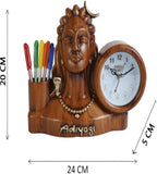 25x20 Cm Adiyogi Table Clock With Penstand For Home Office College K4191