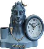 25x20 Cm Adiyogi Table Clock With Penstand For Home Office College K4193