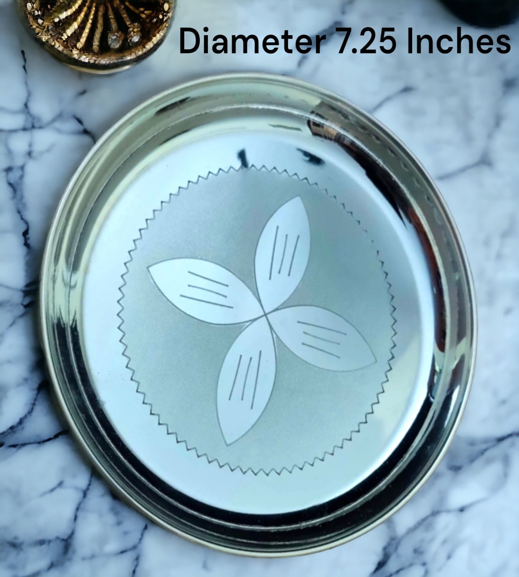 Sigaram German Silver 7 Inch Floral Designed Plate for Home Pooja Decor K2327