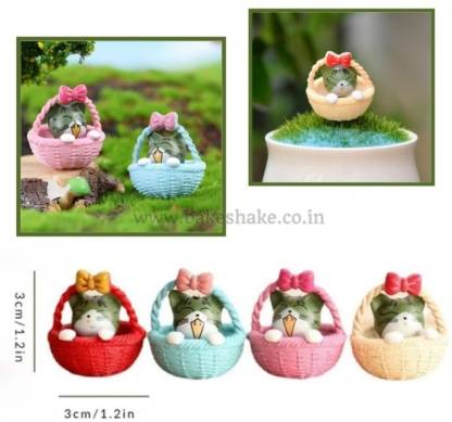 Kitten In Basket Figurin Miniature Showpiece Statue For Gift,Lovers K4253