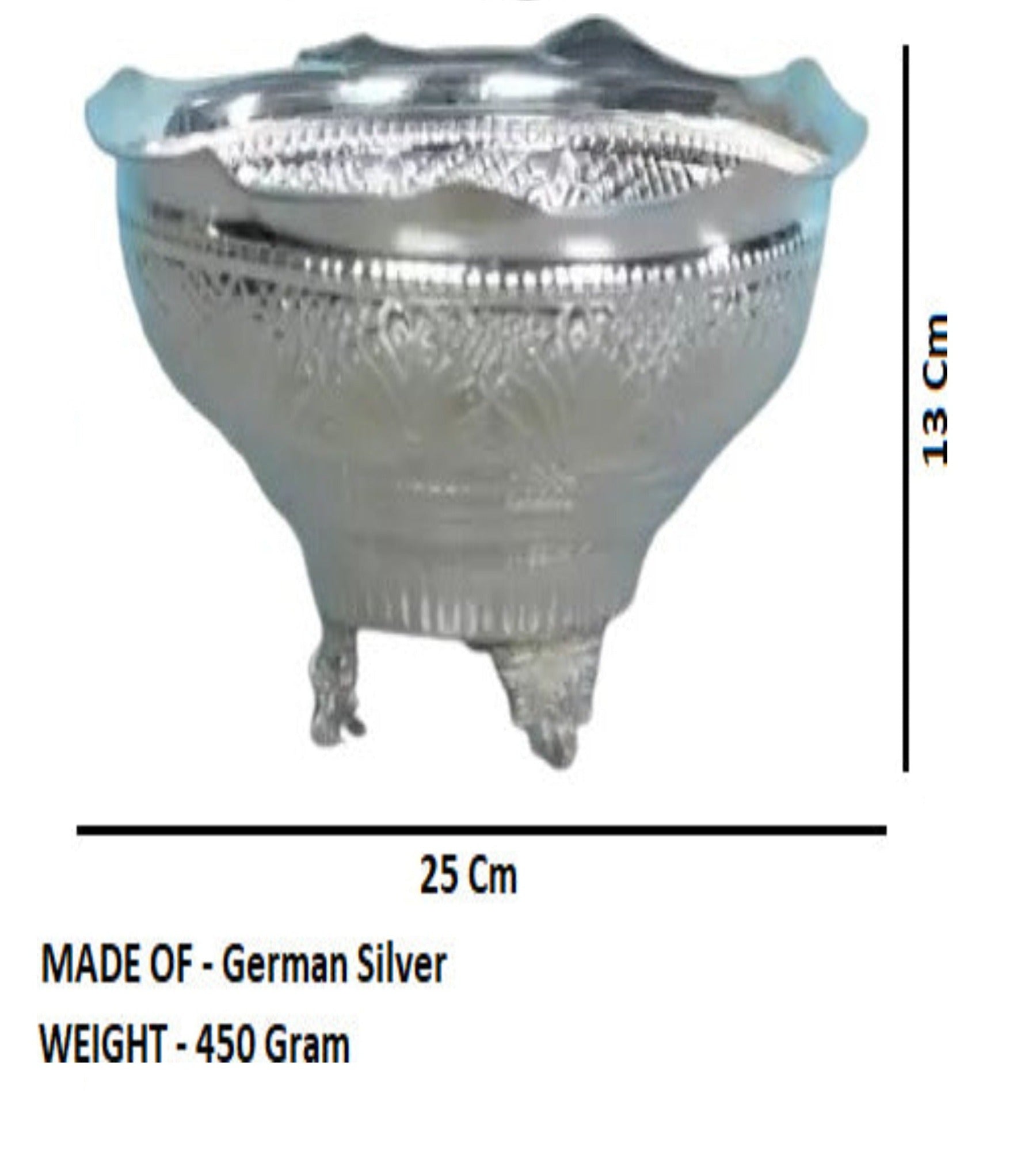 Sigaram German Silver 10X5 Inch Designed Flower Basket For Home Pooja Decor K3109