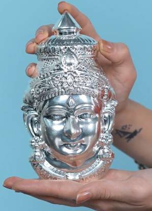 7X4 Inch Silver Plated  Lakshmi Face Mukoot for Vara Mahalakshmi Festival K4137