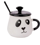 Ceramic Panda Mug with LID, Spoon and Beautiful Keychain(Lazy Panda) (Set of 1)