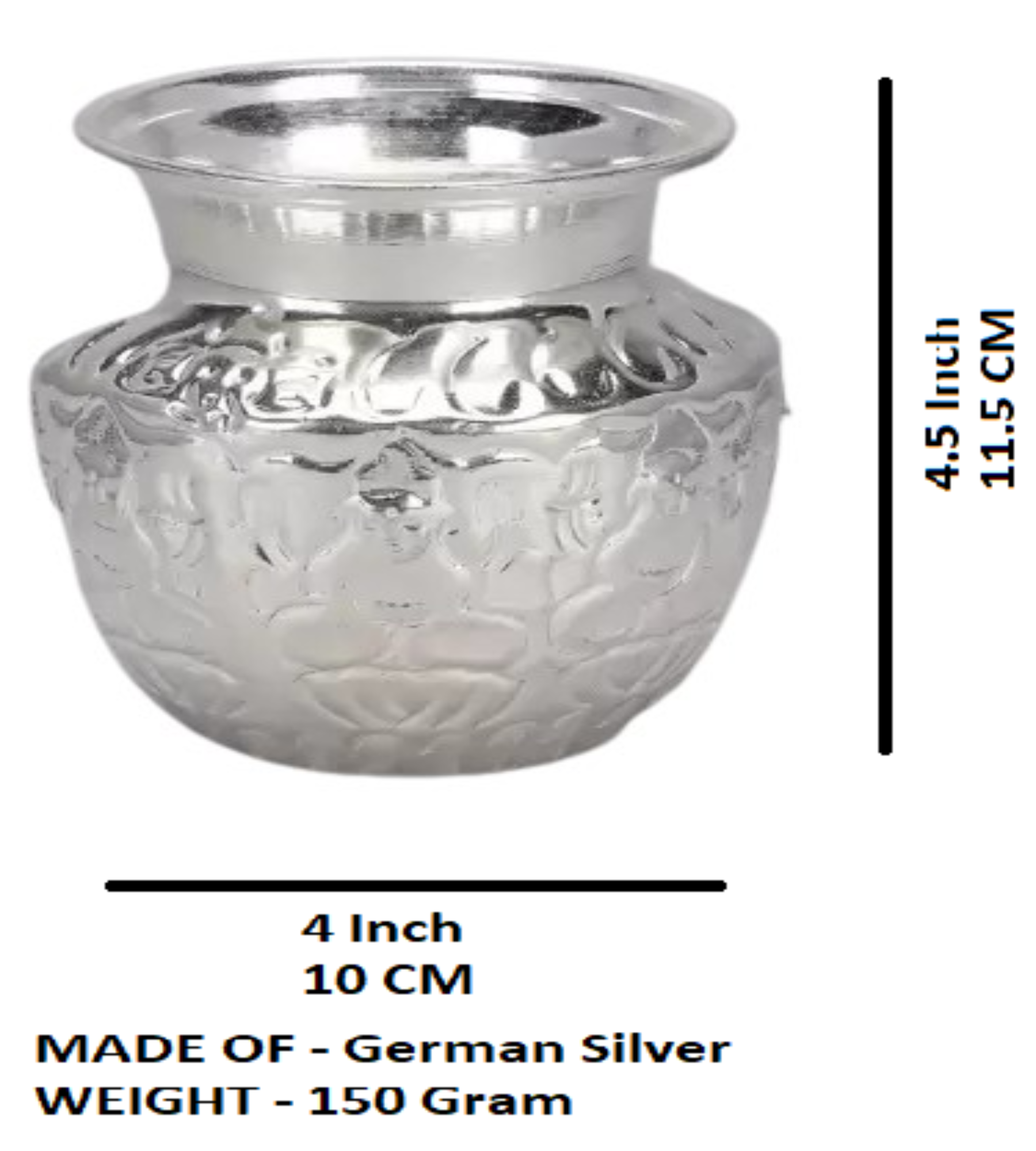 Sigaram 4.5X4 Inch Asta Lakshmi Kalash for Pooja Decor K4125