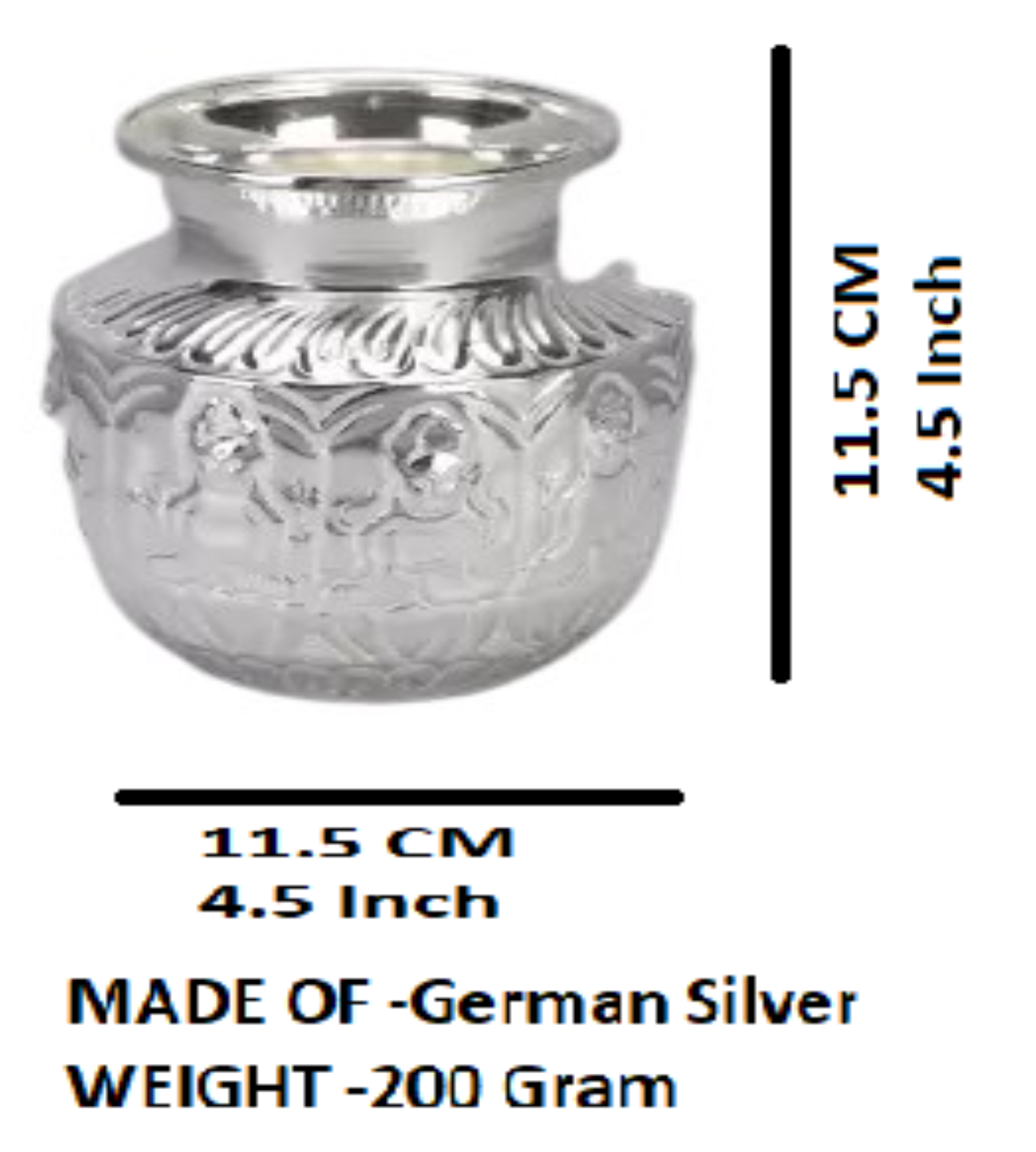 Sigaram 5X4.5 Inch Asta Lakshmi Kalash for Pooja Decor K4126