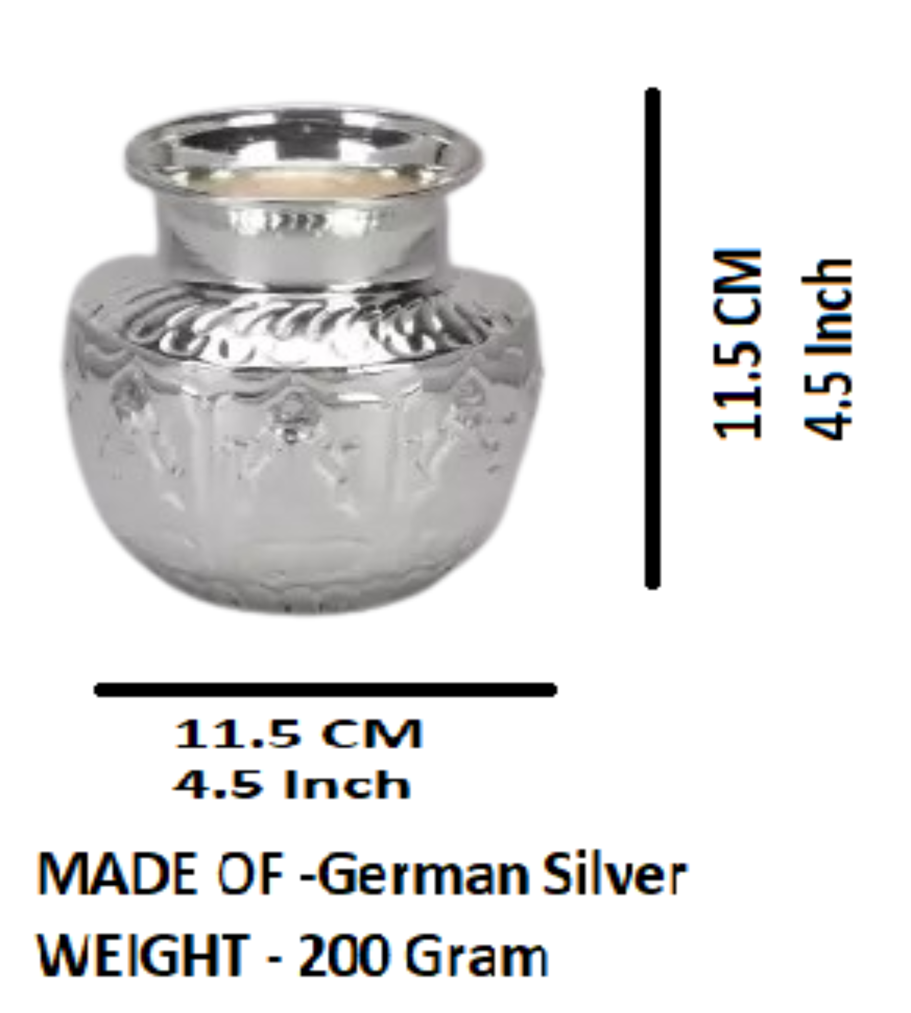 Sigaram 4.5x 4.5 Inch Asta Lakshmi Kalash for Pooja Decor K4127