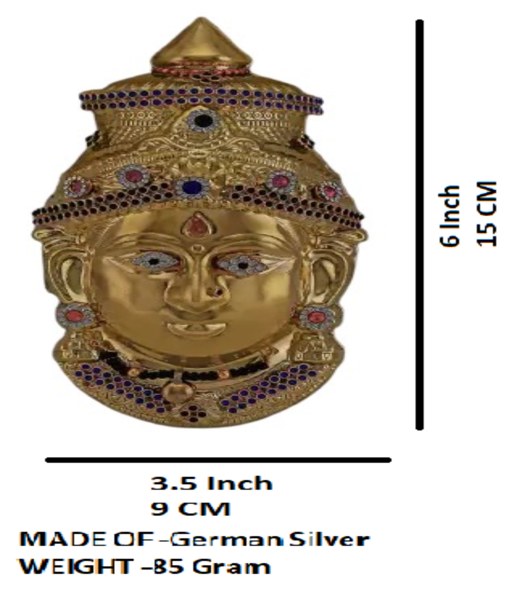 6X3.5 Inch Silver Plated Lakshmi Face Mukoot for Vara Mahalakshmi Festival K4139