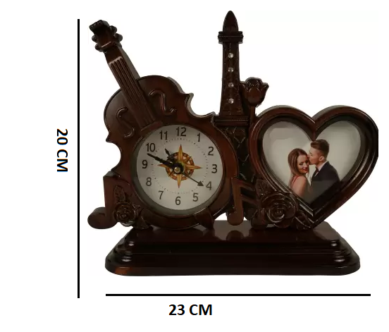 23x20 Cm Guitar Photoframe With Clock For Home Office College K4292