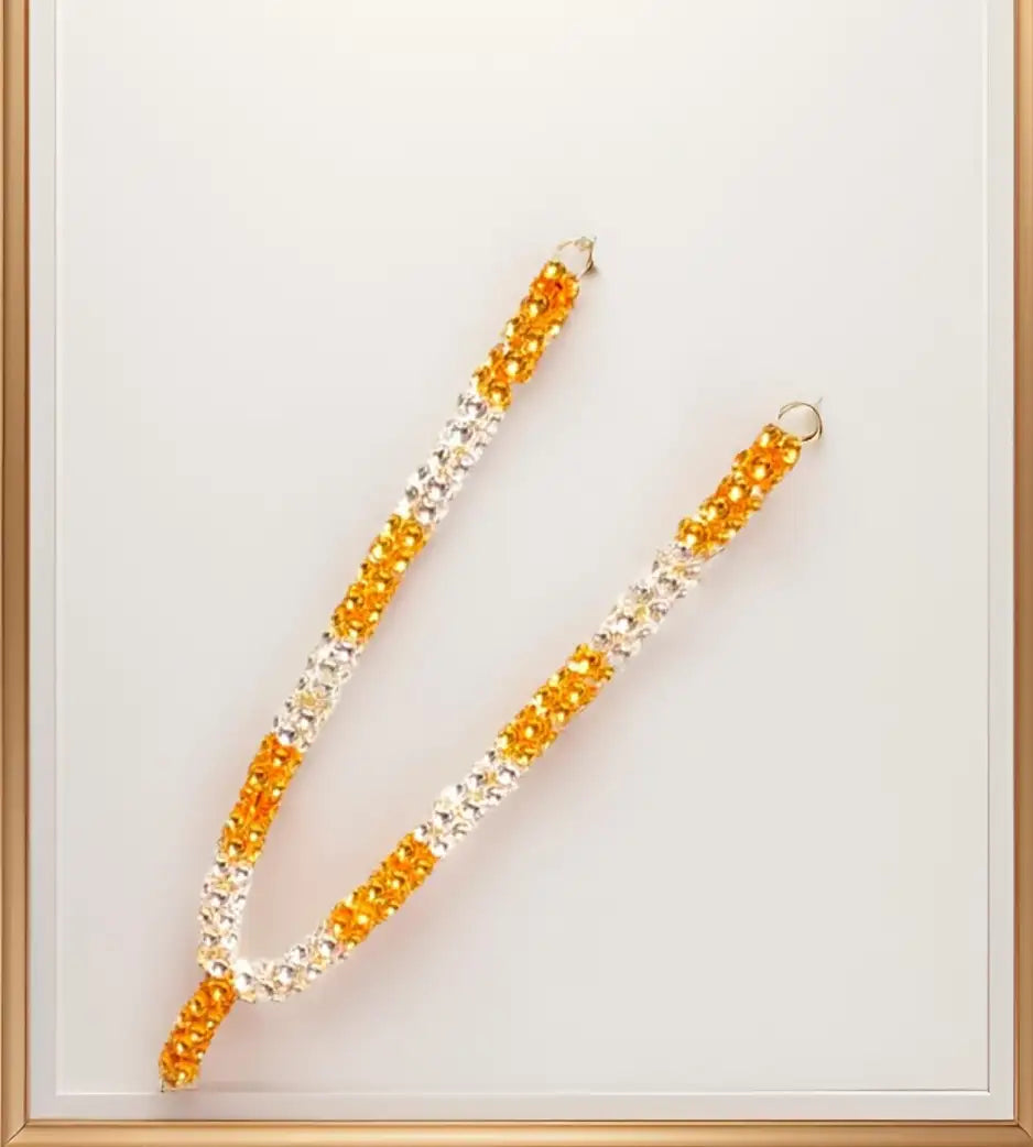 Sigaram 17 Inch Silver plated Gold & Silver Color Flower Mala / Hara For Home pooja Decore K4579