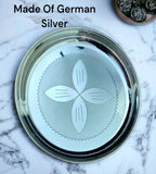 Sigaram German Silver 7 Inch Floral Designed Plate for Home Pooja Decor K2327