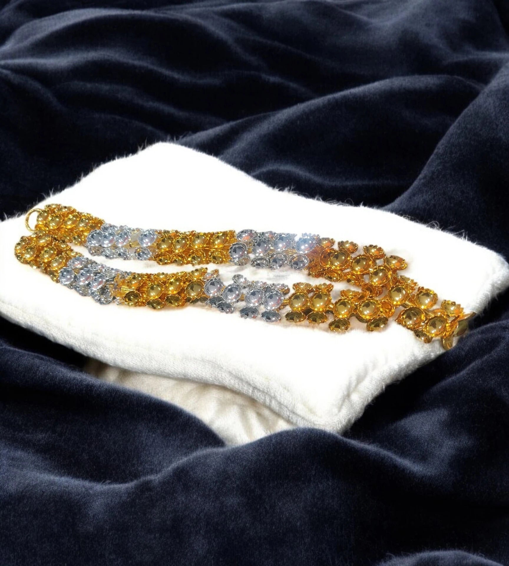 Sigaram 12 Inch Silver Plated Gold And Silver Color Flower Mala / Hara For Home Pooja Decore K4580