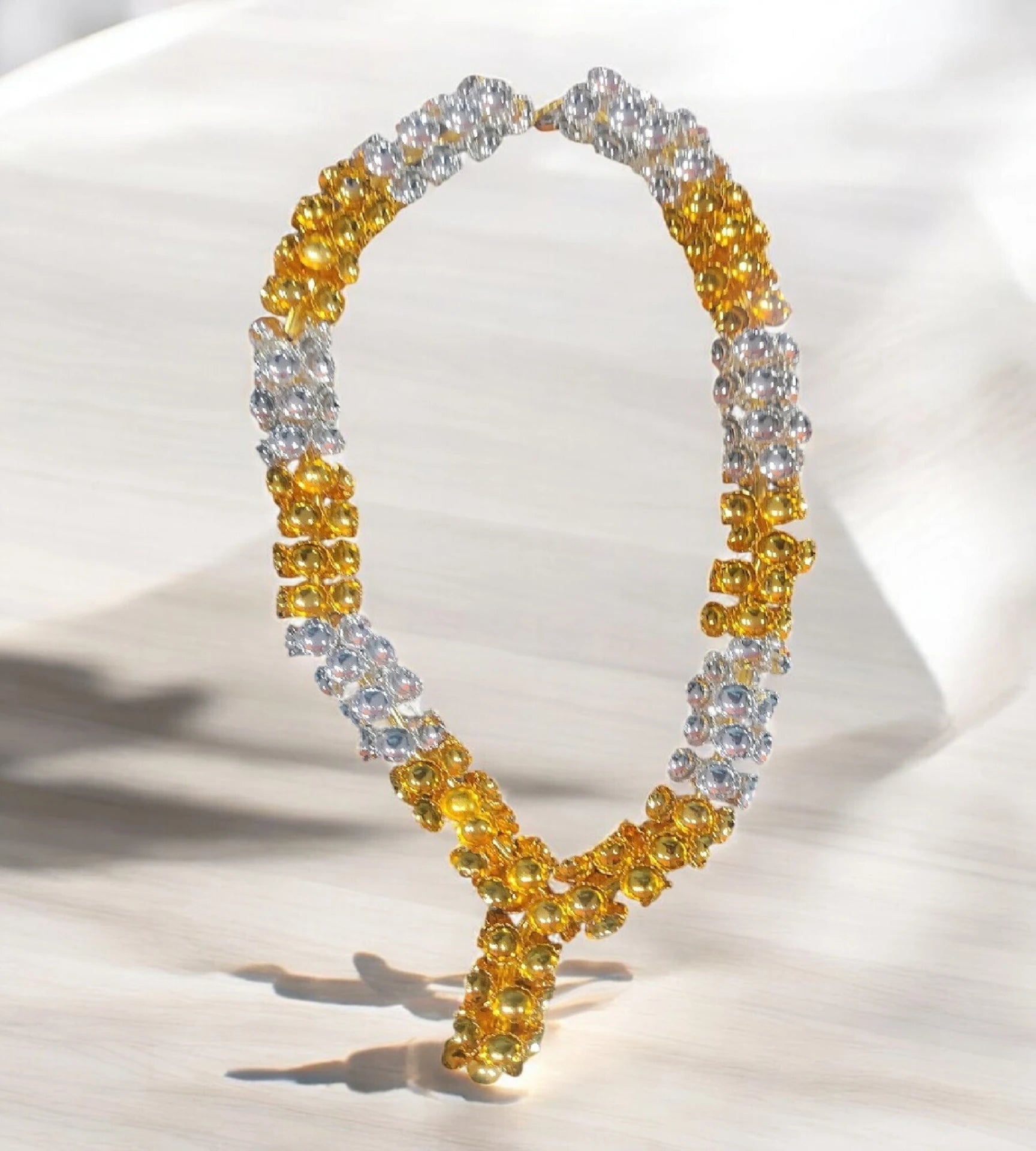 Sigaram 14 Inch Silver Plated Gold & Silver Flower Mala /Hara For Home Pooja decore K4581