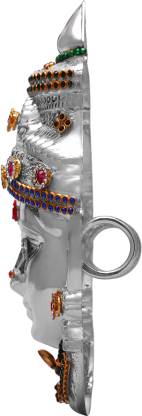 Sigaram 6.5X3.5 Inch  Silver Plated Lakshmi Face Mukoot for Vara Lakshmi Festival K4145