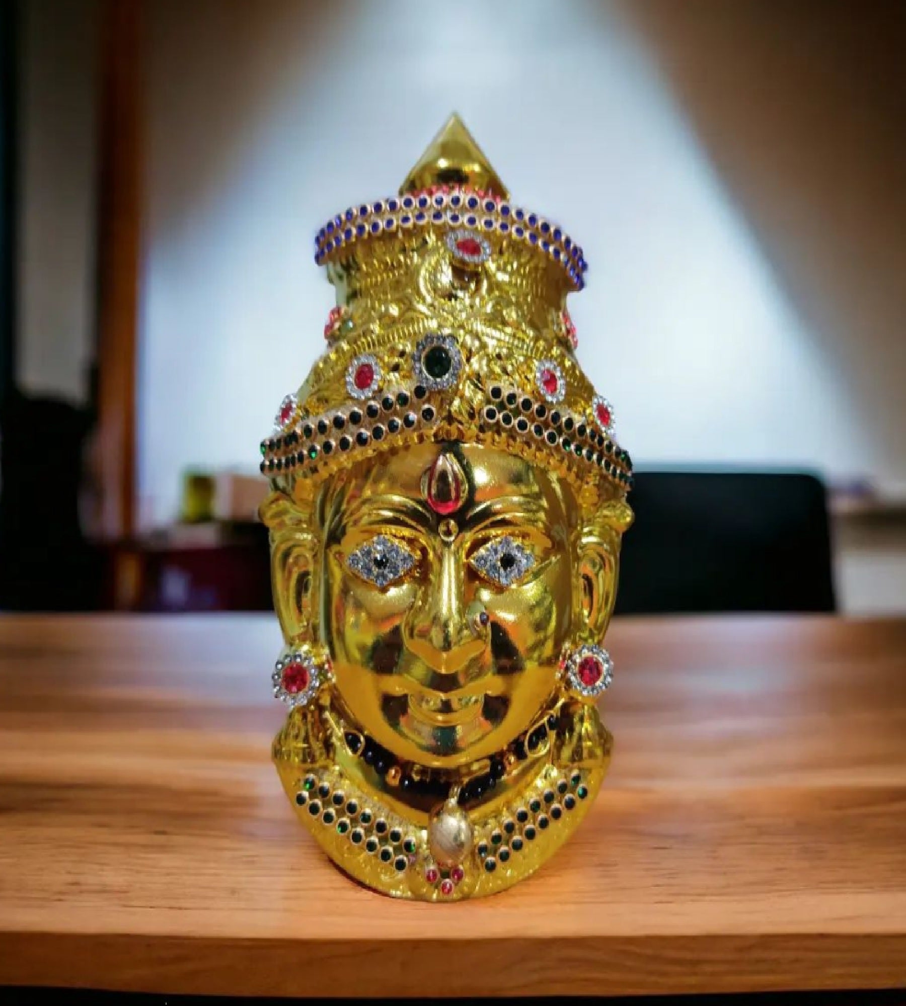Sigaram 7.5X4 Inch Gold Plated  Lakshmi Face Mukoot for Vara Mahalakshmi Festival K4141