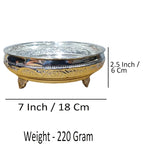 Sigaram Germaan Silver 7 Inch Floral Design Plate With Stand For Home Pooja Decore K4483