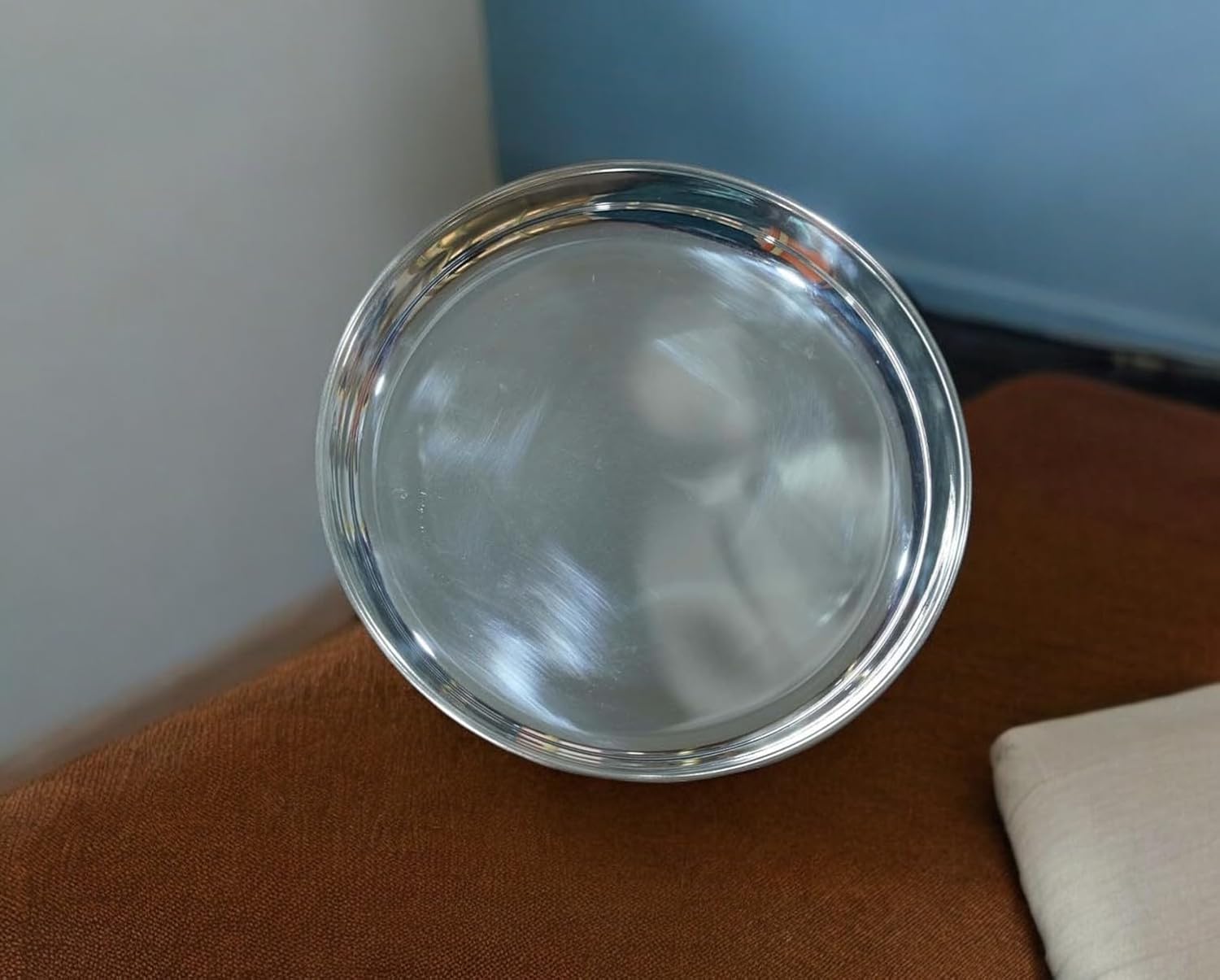 Sigaram German Silver 8 Inch Plain Plate For Home Pooja Decor K3120
