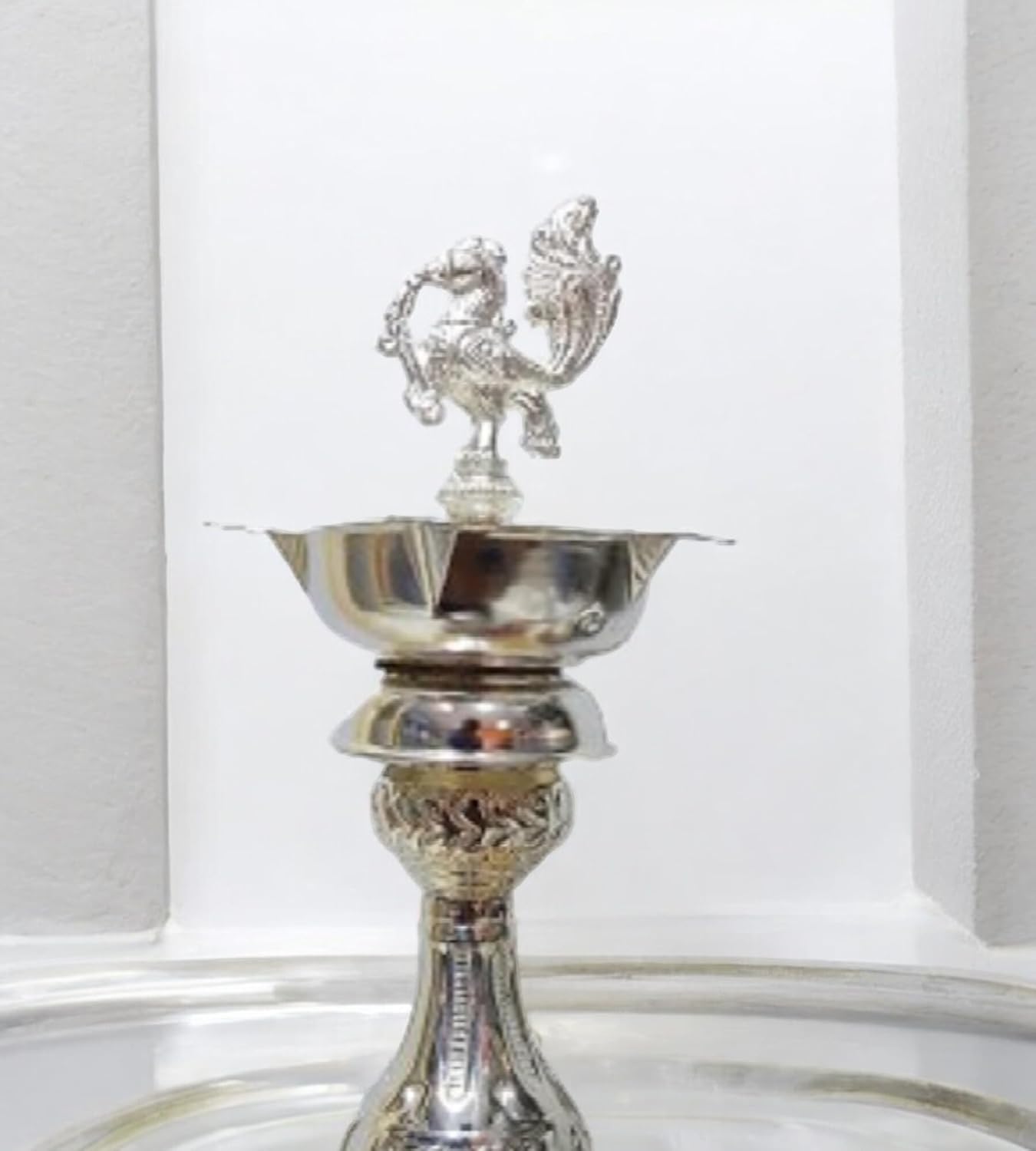 Sigaram 15 Inch German Silver Diya Made By Pure German Silver For Home Pooja Decore K4433